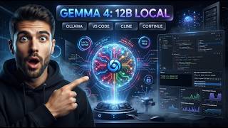 Google Gemma 4 12B Local Setup Guide (2026) | Install Ollama + VS Code + Cline + Continue | FREE AI