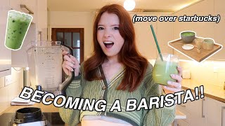 I MADE AN ICED MATCHA LATTE!! - easy 4 ingredient recipe, testing Ninja 2-in-1 Blender 🍵