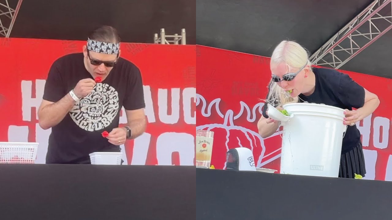 MOST CAROLINA REAPERS EATEN IN 1 MINUTE AT ILLINOIS HOT SAUCE EXPO '23 & BOBBING FOR REAPERS REVIEWS