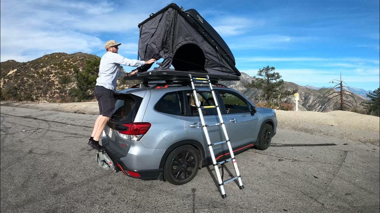 Subaru Forester Roof Top Tent 🚙 ⛺ Thule Roof Box On Top and Cool White