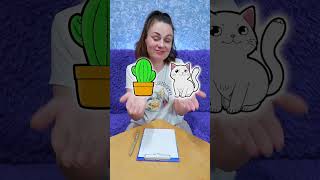 How to easily draw a cute cat - avocado vs cat - cactus #shorts