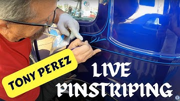 TONY PEREZ CUSTOM HAND PAINTED LIVE PINSTRIPING ON A CLASSIC FORD MODEL A AT GOODGUYS SHOW