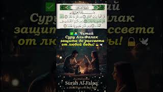 ✅🌅 Читай Суру Аль-Фалак — защита до рассвета от любой беды! 🔒🕊 #азкары #ислам #аллоху #суры