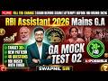 RBI Assistant Mains 2026 GA Mock Test 02 | Banking & Financial Awareness | 40 Questions New Pattern