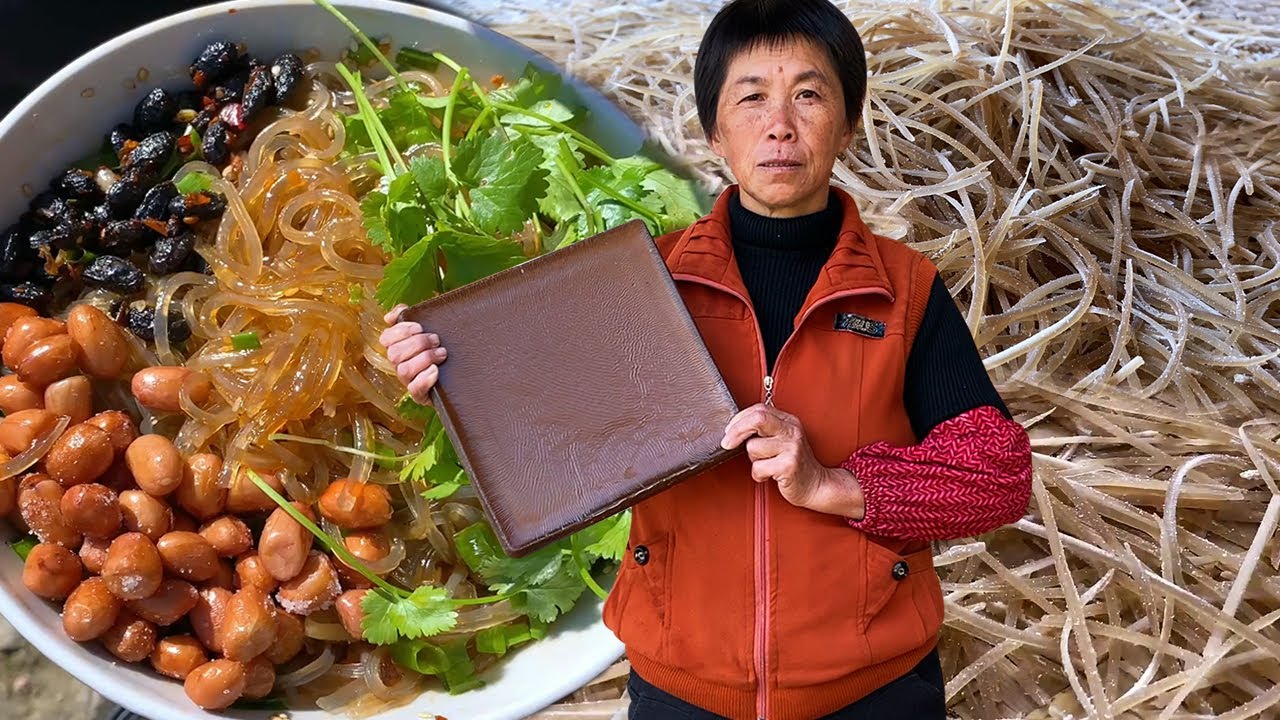阿嬷收获地瓜粉后，用传统方法，做了一碗岁月静好的地瓜粉丝！丨Sweet potato vermicelli【闽湖阿嬤FujianGrandma】