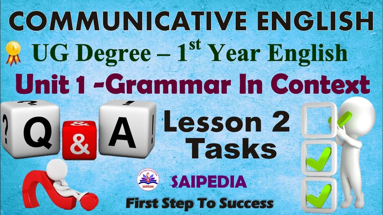 Communicative English Task Answers Unit 1 Grammar Lesson 2| UG 1st Year ...