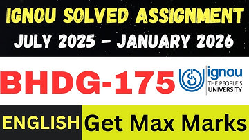 BHDG 175 solved assignment 2026 ll English Medium ll JUL25-JAN26