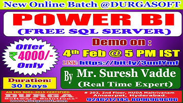 POWER BI (FREE SQL SERVER) Online Training @ DURGASOFT