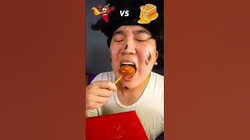 Thumbnail of Spicy Sauce vs Honey sauce Emoji food Challenge | Sweet Rice Donuts Mukbang Funny Video #shorts