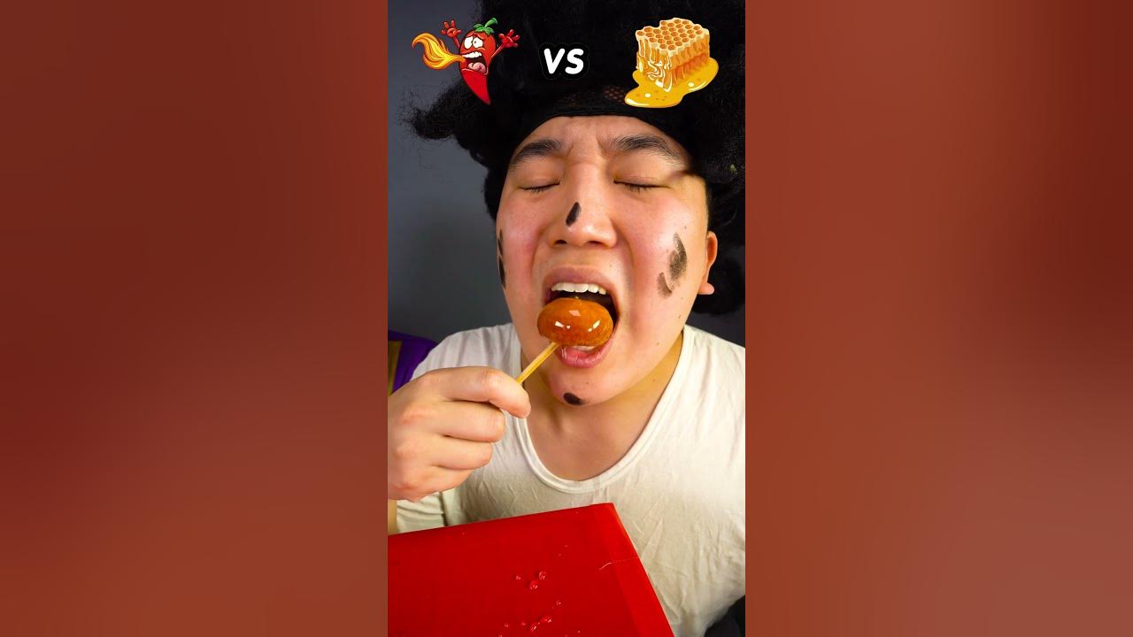 Spicy Sauce vs Honey sauce Emoji food Challenge | Sweet Rice Donuts Mukbang Funny Video #shorts