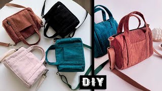 DIY Bag Making From Cloth Velvet Zip Bag with Pockets Design