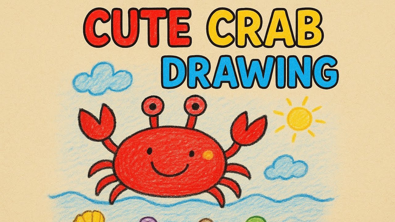 Cute Crab Drawing 🦀✨ | Easy Kids Art by 5-Year-Old Sevgi نقاشی خرچنگ بامزه 🦀✨ | هنر کودکانه با سئوگی