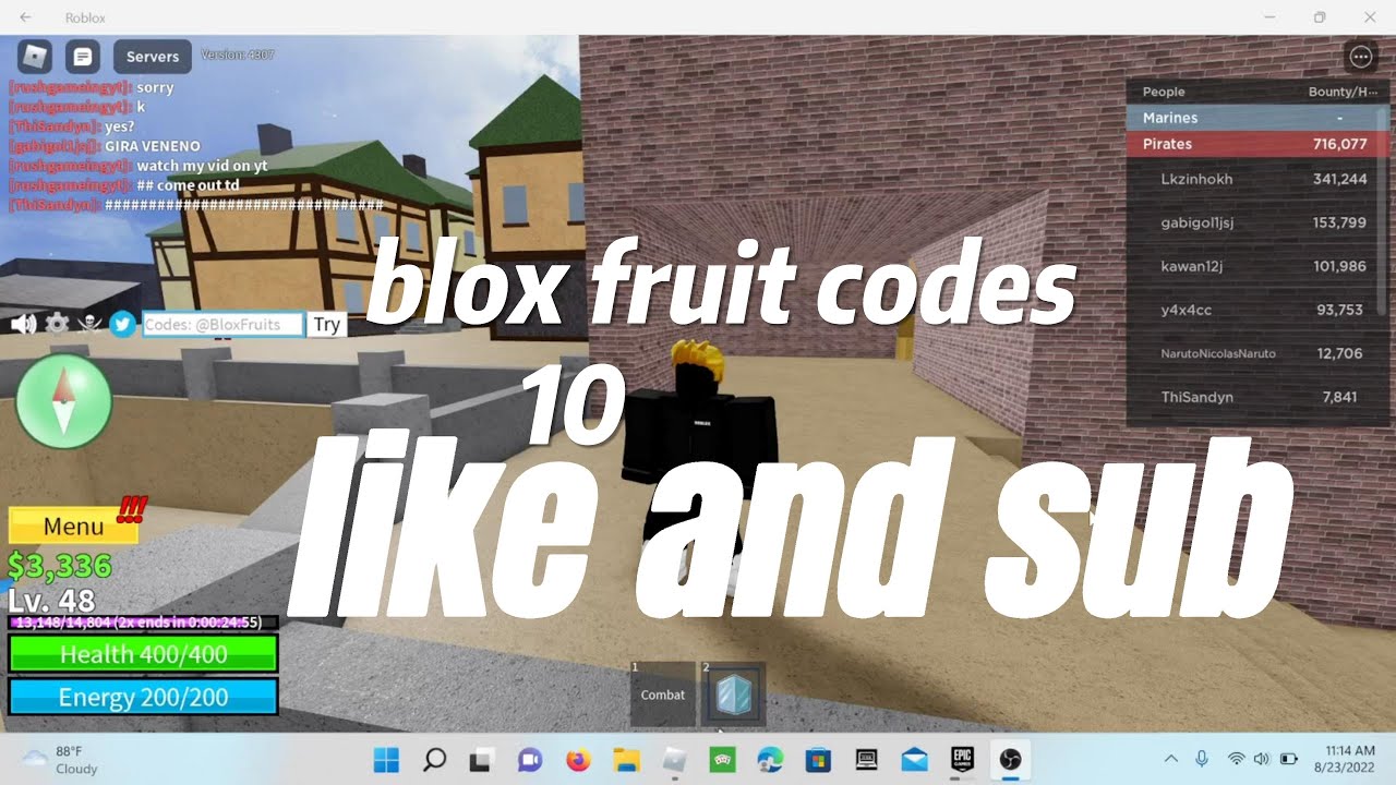 blox fruits codes (ROBLOX) YouTube