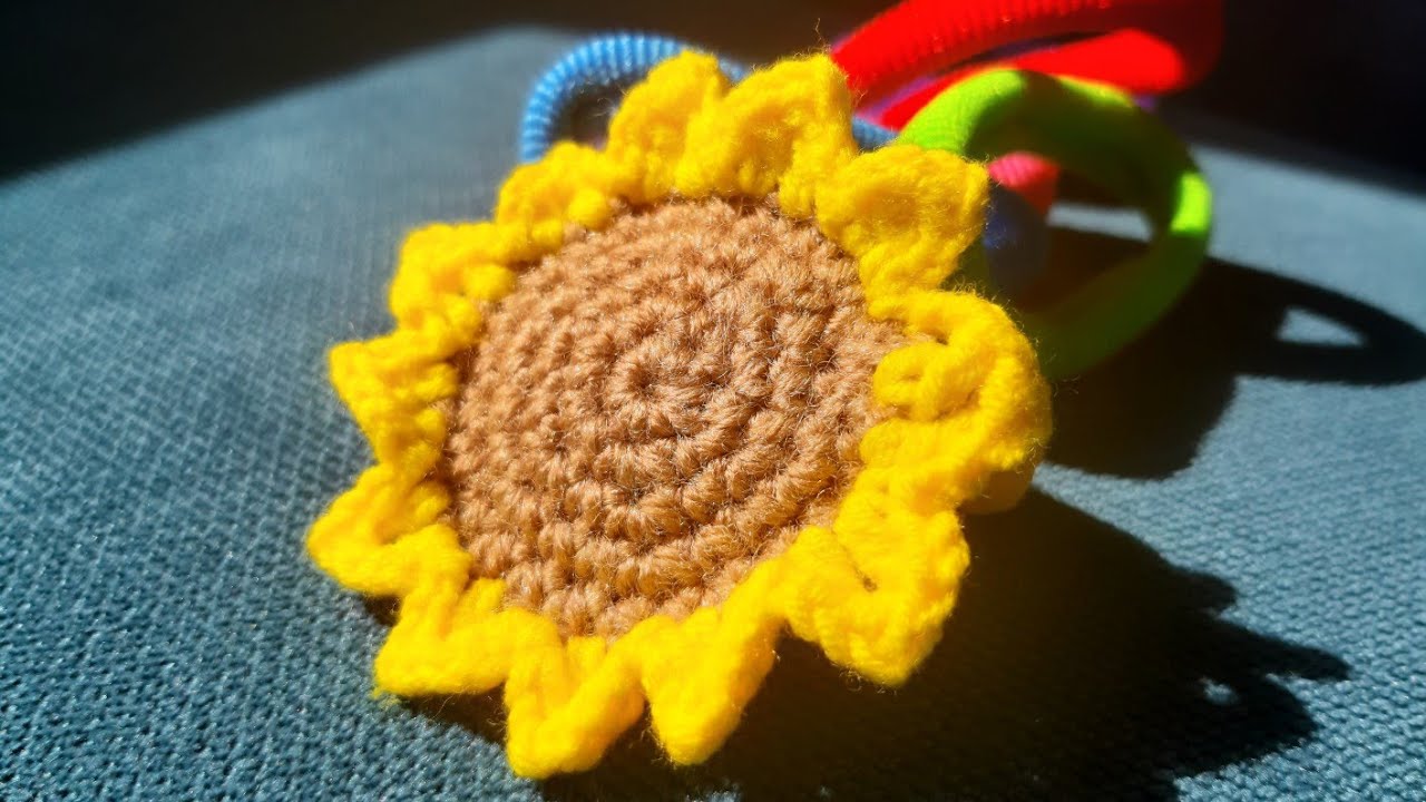 Ayçiçeği toka yapımı Sadece yarım saat (SUNFLOWER BUCKLE KNITTING TUTORİAL)#1