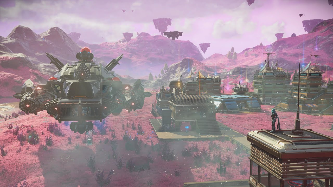 No Man's Sky - Expedition 20: Breach - Displaying Settlement (Megako H2O) & Corvette (SOT-MK6)