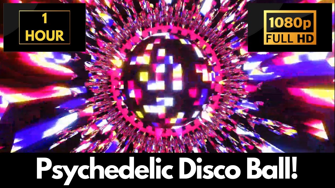 Psychedelic Rotating Neon Disco Ball 1 HOUR LOOP Satisfying