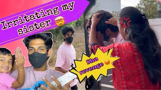 Irritating my sister👧with saanu😂|she gets angry😡|Sister kick out brother from home🏡🥲 #saanufam