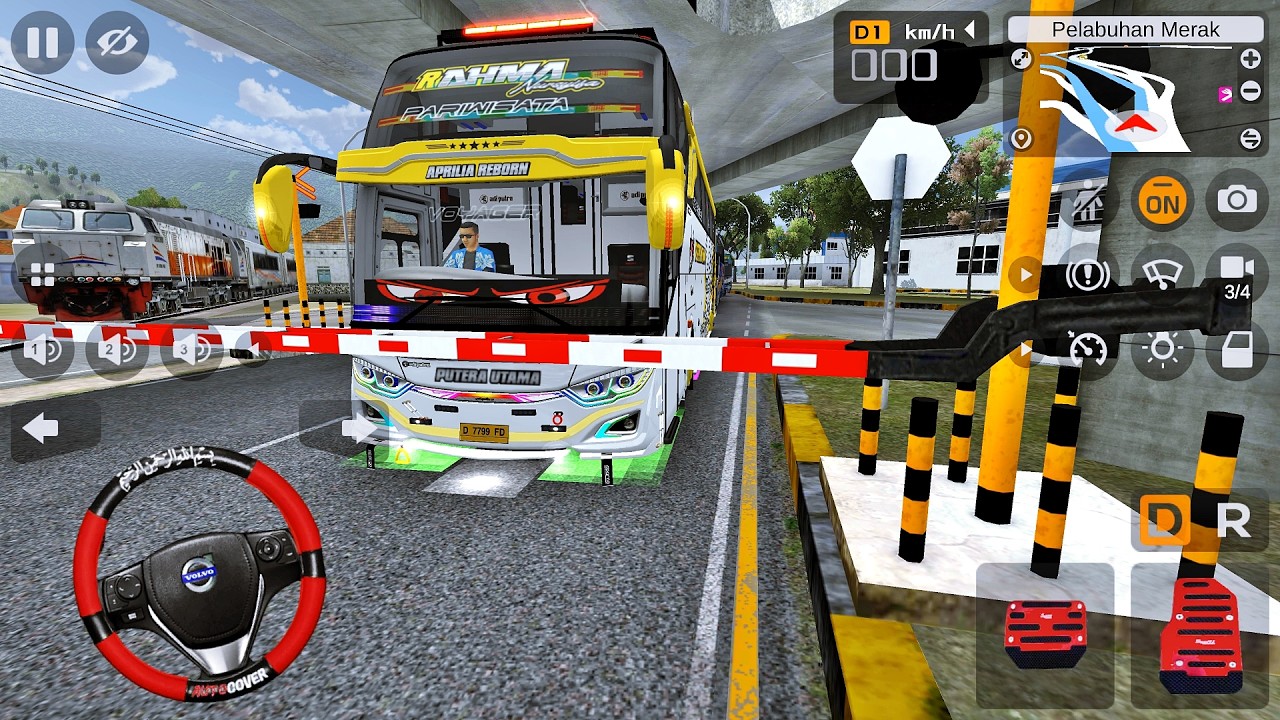 Bus Rahma Nursyifa Putera Utama Menunggu Kereta Melintas Sambil Kasih Basuri