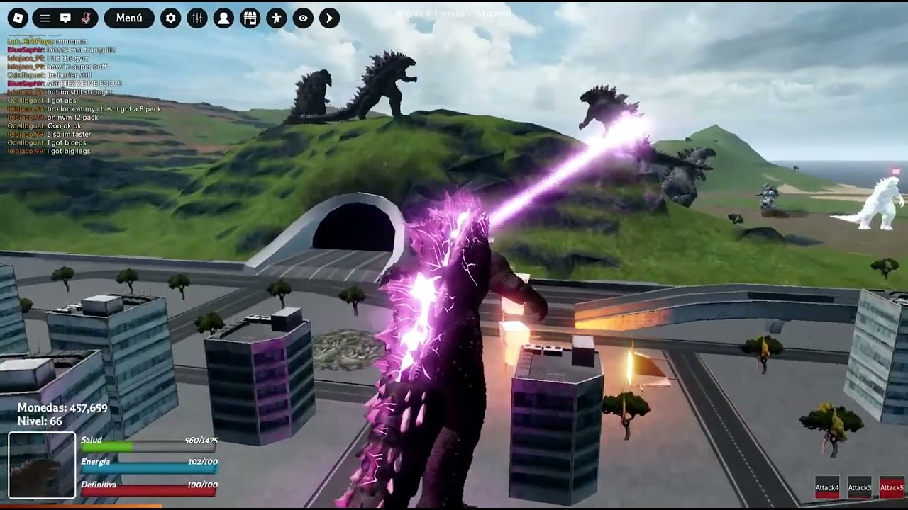 1v1 de Godzillas evolved en KM (Kaiju multiverse) roblox