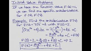 Antiderivatives with initial value