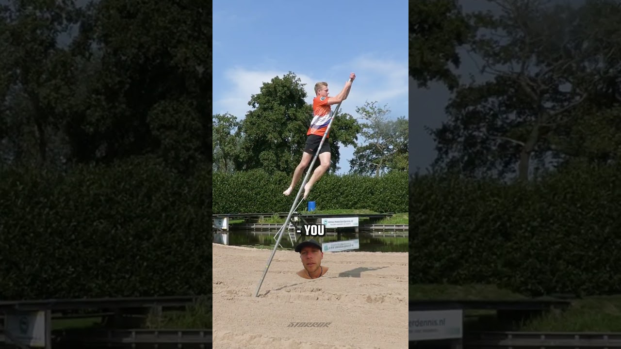 Protect your 🥜’s! Parkour vs Dutch Pole Jumping #STORROR #fierljeppen