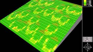 Computer simulation of erosion at a hill during a rain shower