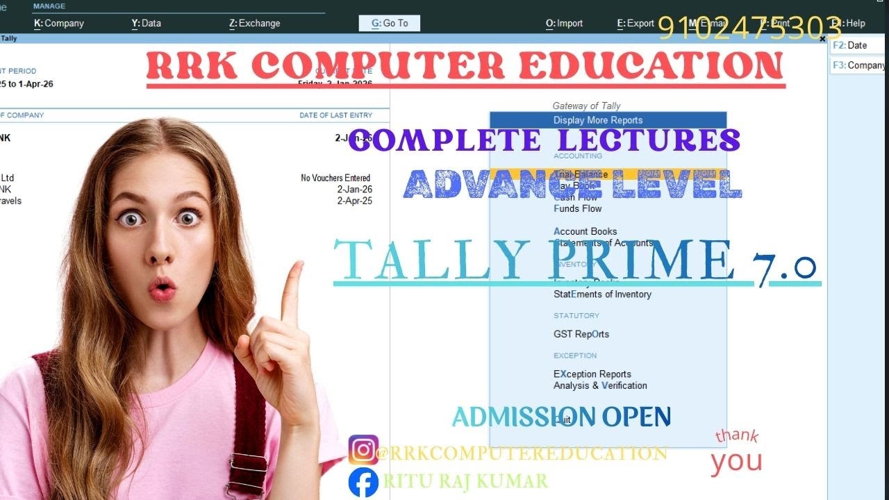 Tally Prime 7.0|Complete Series|Advance Level|Partical Class|Balance sheet|Trail Balance|Basic|tally