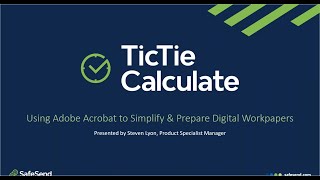 Digital Workpaper Prep | TicTie Calculate | SafeSend