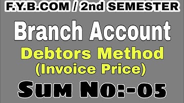 #Q5 #Branch_Accounts #fybcom #2nd_semester#mumbai_university  #idol @IMRAN SIR Account ki class