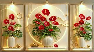 3D Red Anthurium Triptych Wall Art | 3 Hours Luxury Ambient Motion & Relaxation #4k #frametvart