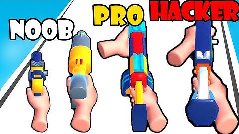 NOOB vs PRO vs HACKER - Bottle Runner Gun Part 2 | Gamplay Satisfying Games (Android,iOS)