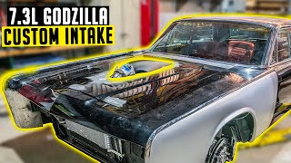 Chopping a Hole in the '65 Continental Hood for the 7.3L Intake!  Godzilla Swapped Lincoln