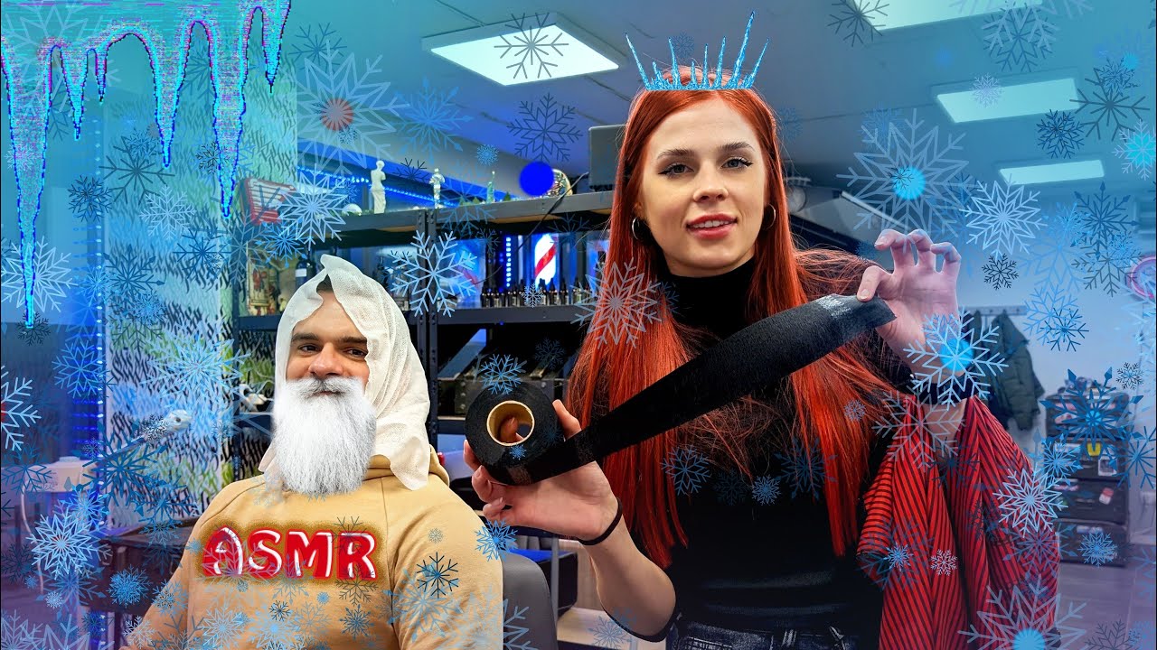 💈Detailed Haircut & Brow Trim [ASMR] Scissors + Shave Beard & Relaxing Massage! Poland - Krakow❄️🎄☃️