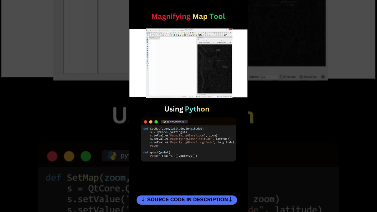 Magnifying Map Tool Using Python | PyQGIS Map Canvas Zoom #coding #programming #maptiler #python