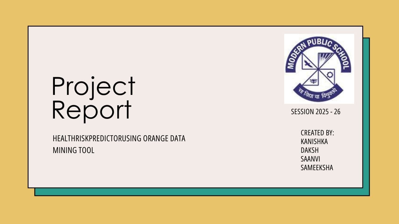 Health risk predictor using orange data mining tool - AI capstone project Class 12th