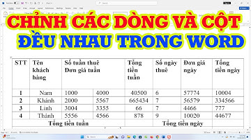 Cách Chỉnh Các Dòng Và Cột Đều Nhau Trong Bảng Word