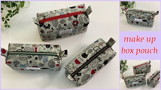 ボックスポーチ作り方、how to make Box pouch,make up pouch,easy sewing tutorials, diy