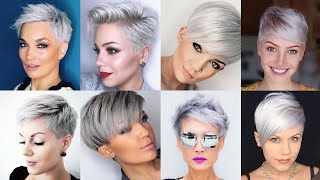 Best Short Gray 🩶 Hairstyles And Haircuts Ideas For Women Over 70 | Classic Pixie Spiky Haircuts