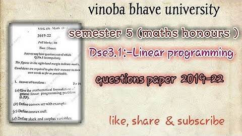 vbu maths semester 5 Dse1 llp question paper 2019-22