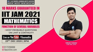 IIT-JAM MATHEMATICS 2021 |LEC-3:PROBLEMS ON  LIMIT & CONTINUITY OF FUNCTION OF SEVERAL VARIABLES
