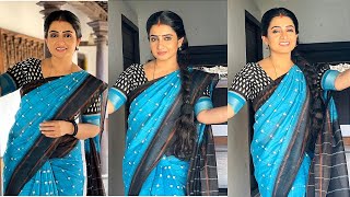 Serial Actress Sujitha Dhanush Hot Saree Navel Seen Vertical Edit Mix