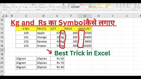 How to Add Kg and Rs का symbol in  excel l Excel tutorial l Excel formula #excel