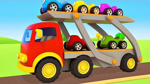 The car transporter for racing cars for kids. Helper cars full episodes cartoons for kids.