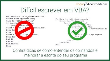 Dicas para melhorar a escrita em VBA