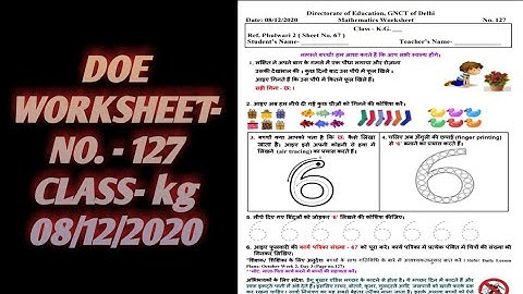 kg CLASS DOE WORKSHEET NO. 127 Class kg | 08-12-2020 | DOE CBSE | NCERT BOOKS DELHI |  MATHS