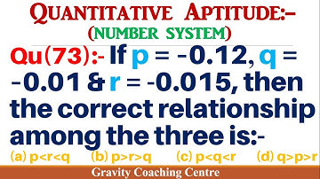 Q73 | If p = –0.12, q = –0.01 & r = -0.015, then the correct relationship among the three is