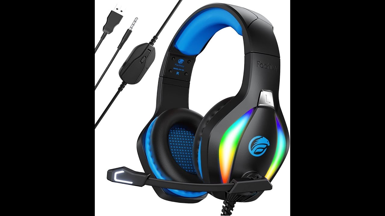 Fachixy FC100 Gaming Headset w/ Noise Cancelling Mic for PS5, PS4, Xbox, PC, Switch & RGB