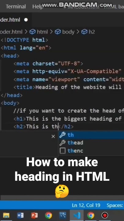 HOW TO MAKE HEADING IN HTML😨 - YouTube