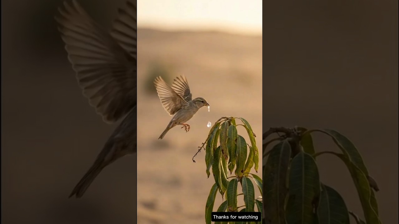 sparrow saved the mango tree from drying up by watering it 😭 #ai #save #tree #mango #shorts