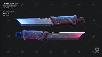 Combat Knife Katana Cyberpunk Low Poly 3D PBR UE5